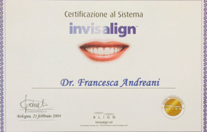 Certificazione Invisalign - Dr. Francesca Andreani